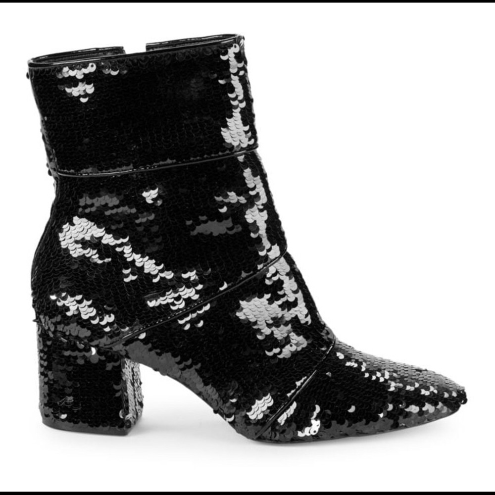 2 Pair AVA & AIDEN Sequin Black Booties (US 10)